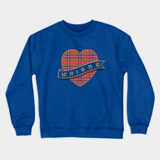 The WRIGHT Family Tartan Retro Heart & Ribbon Family Insignia Crewneck Sweatshirt